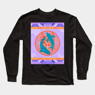 Double Happiness Koi Fish #9 with Purple Symbol - Hong Kong Pop Art Long Sleeve T-Shirt